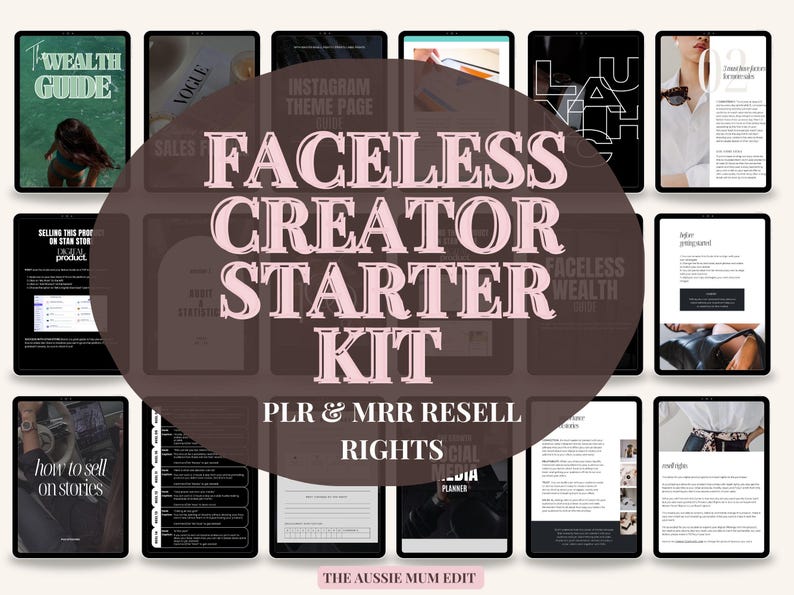 Faceless Creator Starter Kit | PLR & MRR Digital Products, Done For You DFY Canva Templates for Passive Income