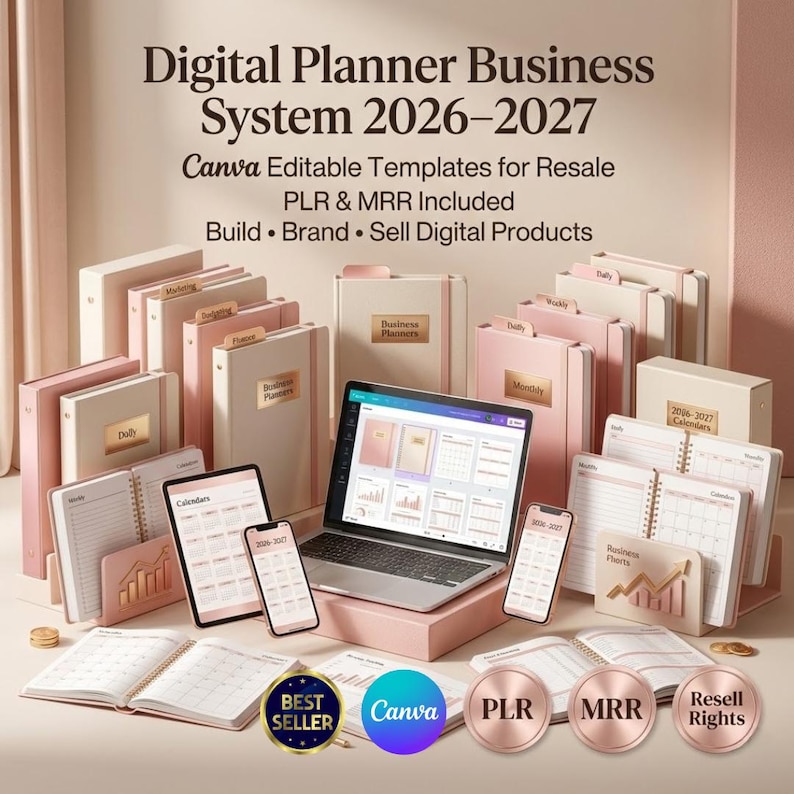 2026–2027 Digital Planner Templates Plr Mrr Resell Rights Canva Business System