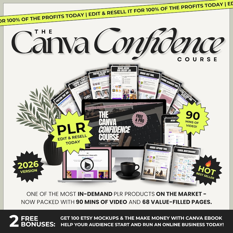 2026 Training Crash Course for Canva with PLR Rights, Beginners DFY Digital Product, Resell Canva Guide and Video Tutorial for Etsy Sellers