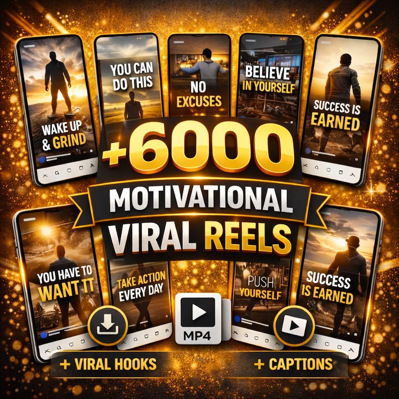 6000+ Motivational Reels Video Bundle PLR MRR Viral Inspirational Videos for TikTok Instagram YouTube Digital Marketing, Short