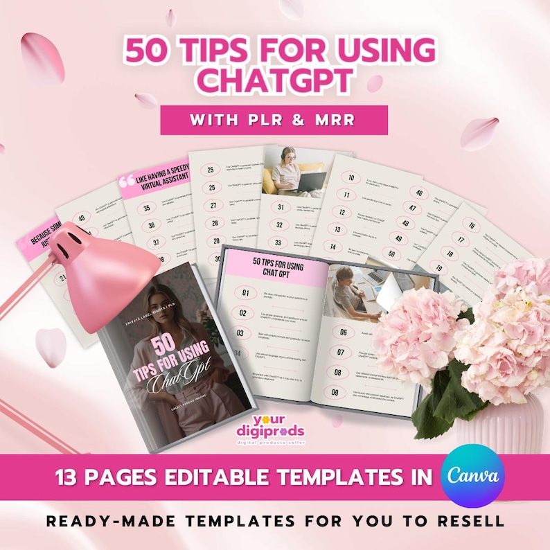 50 Tips for Using ChatGPT Canva Templates with PLR MRR Private Label Rights Master Resell Rights, Digital Product, Lead Magnet ChatGPT Guide