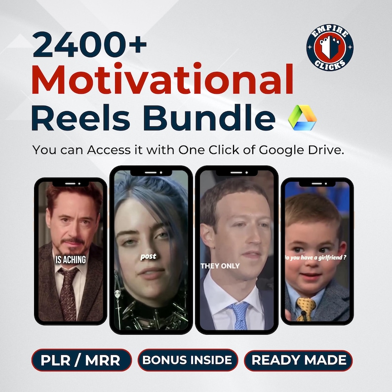 2400+ Viral Motivational Reels: MRR + PLR Canva Templates (Google Drive Access)