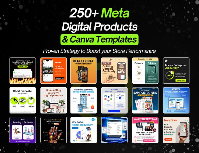 230+ Digital Product Ad Templates: Canva Facebook & Instagram (PLR, MRR)