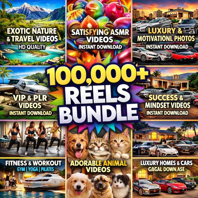 100,000+ Viral Reels Bundle, AI Animated Content Kit (PLR MRR)