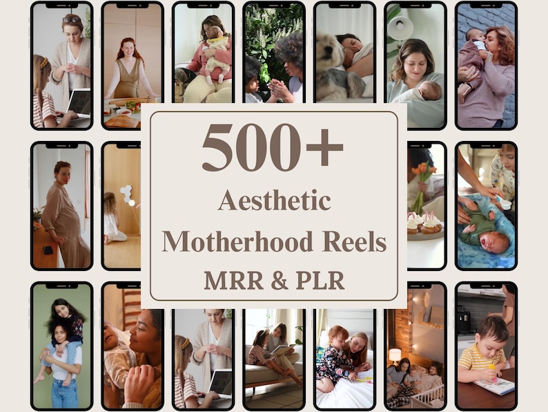 500+ Motherhood Reels | Mom Life Hooks & DFY Canva Templates | PLR/MRR Digital Bundle with Master Resell Rights