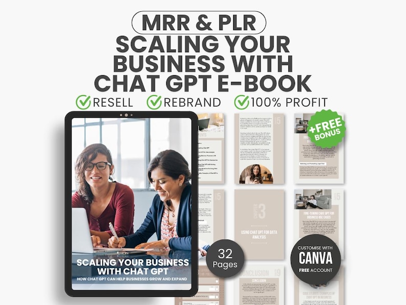 Mrr Ebook Scaling Your Business with Chatgpt,  Ai Ebook Ready-To-Resell, Digital Marketing Guide, Ai Marketing, Business Growth Strategy