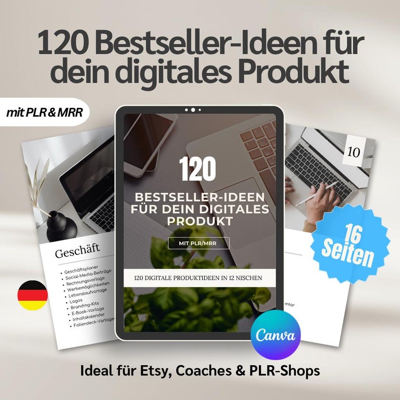 120 Digital Product Ideas with PLR License | Bestseller Guide for Etsy & Social Media | Passive Income Ideas (MRR)