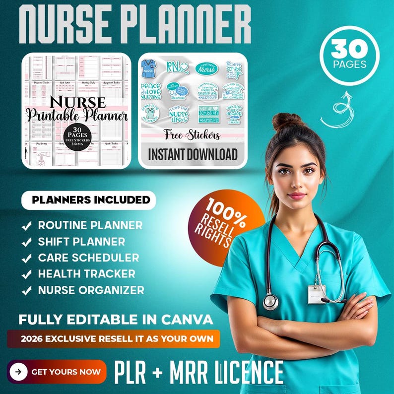 Nursing Student Planner | PLR MRR Printable | Resell Rights Digital Product (Instant Download)