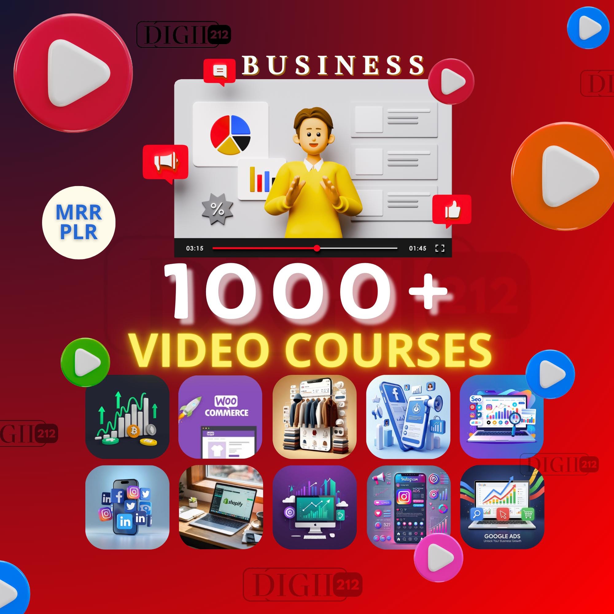 1000+ Online Courses Bundle | PLR MRR Digital Products Business Marketing & AI Training | Resell Profit