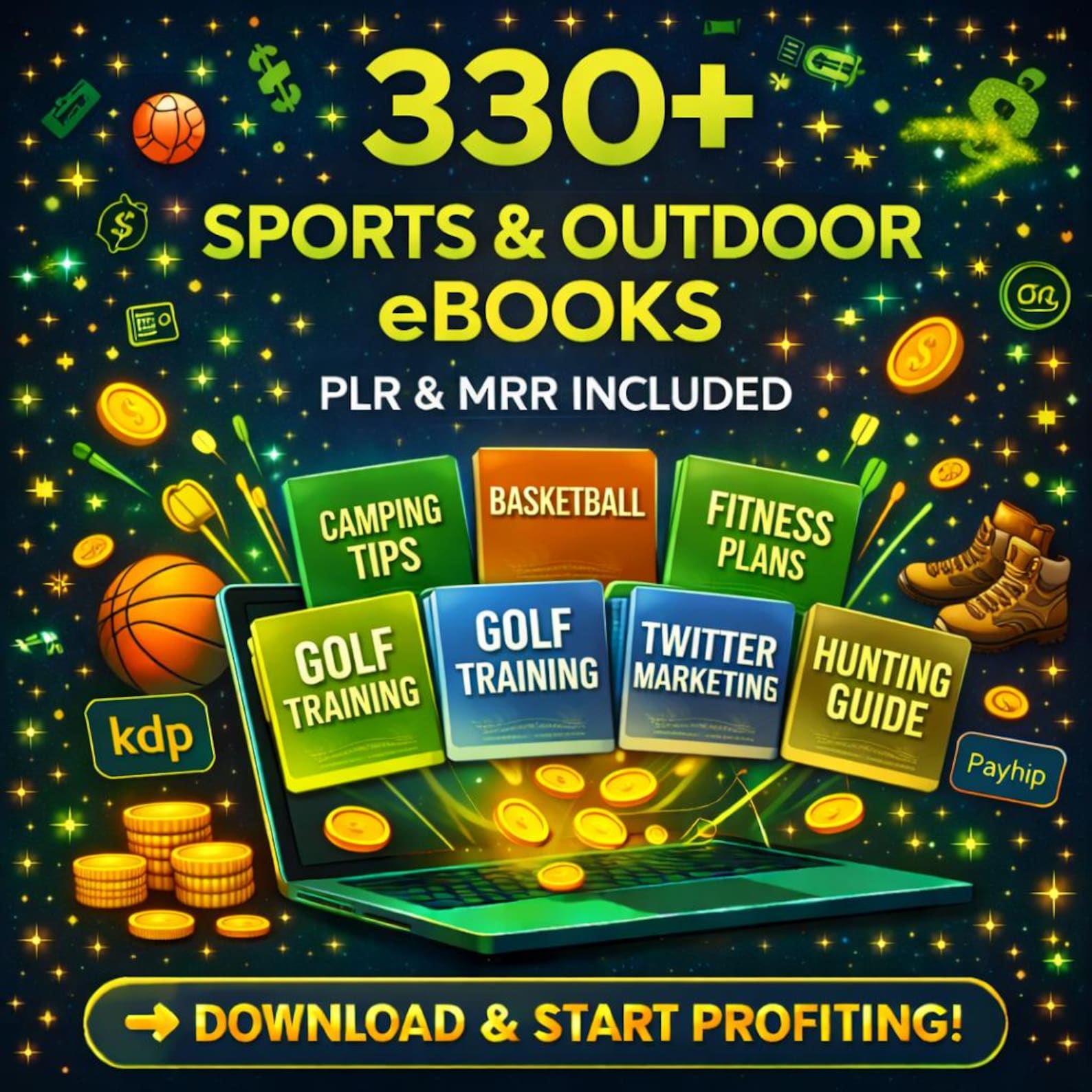 330+ Sports Outdoor eBooks Bundle | PLR MRR Resell Rights (Digital Download)
