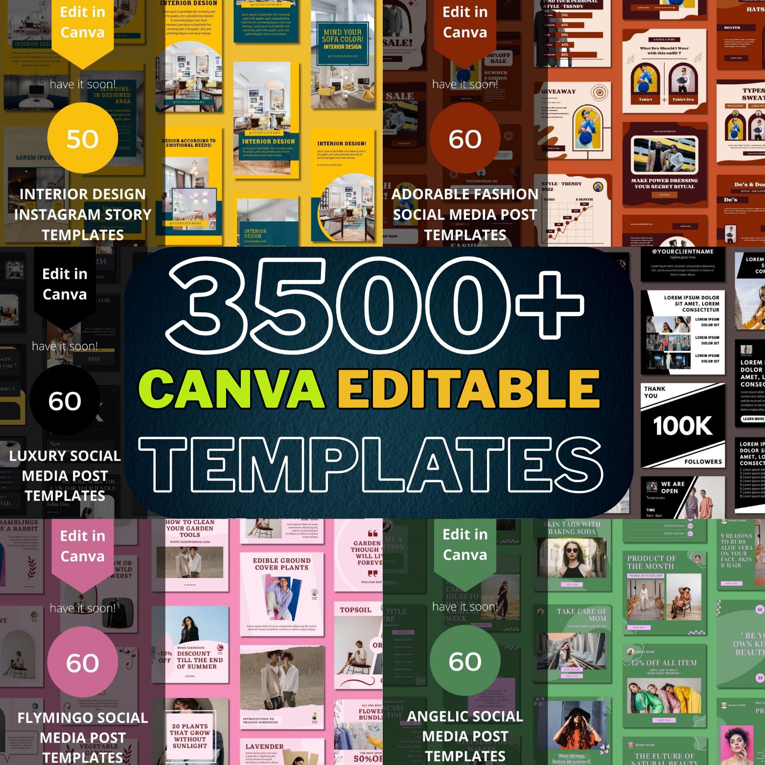 3500+ Canva Editable Social Media Templates Mega Bundle for