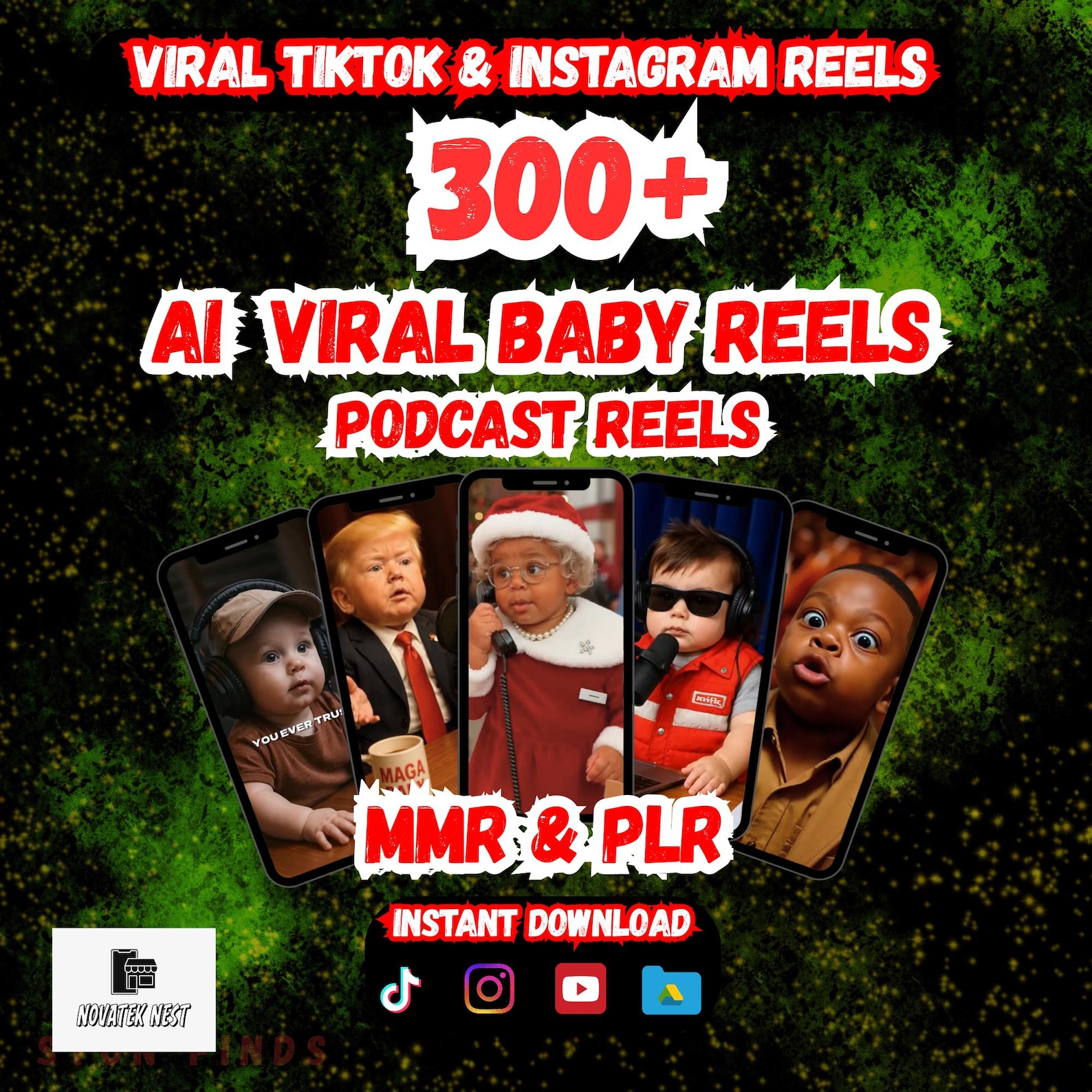 300 AI Baby Podcast Reels | Viral TikTok, Instagram, YouTube (Instant Download)