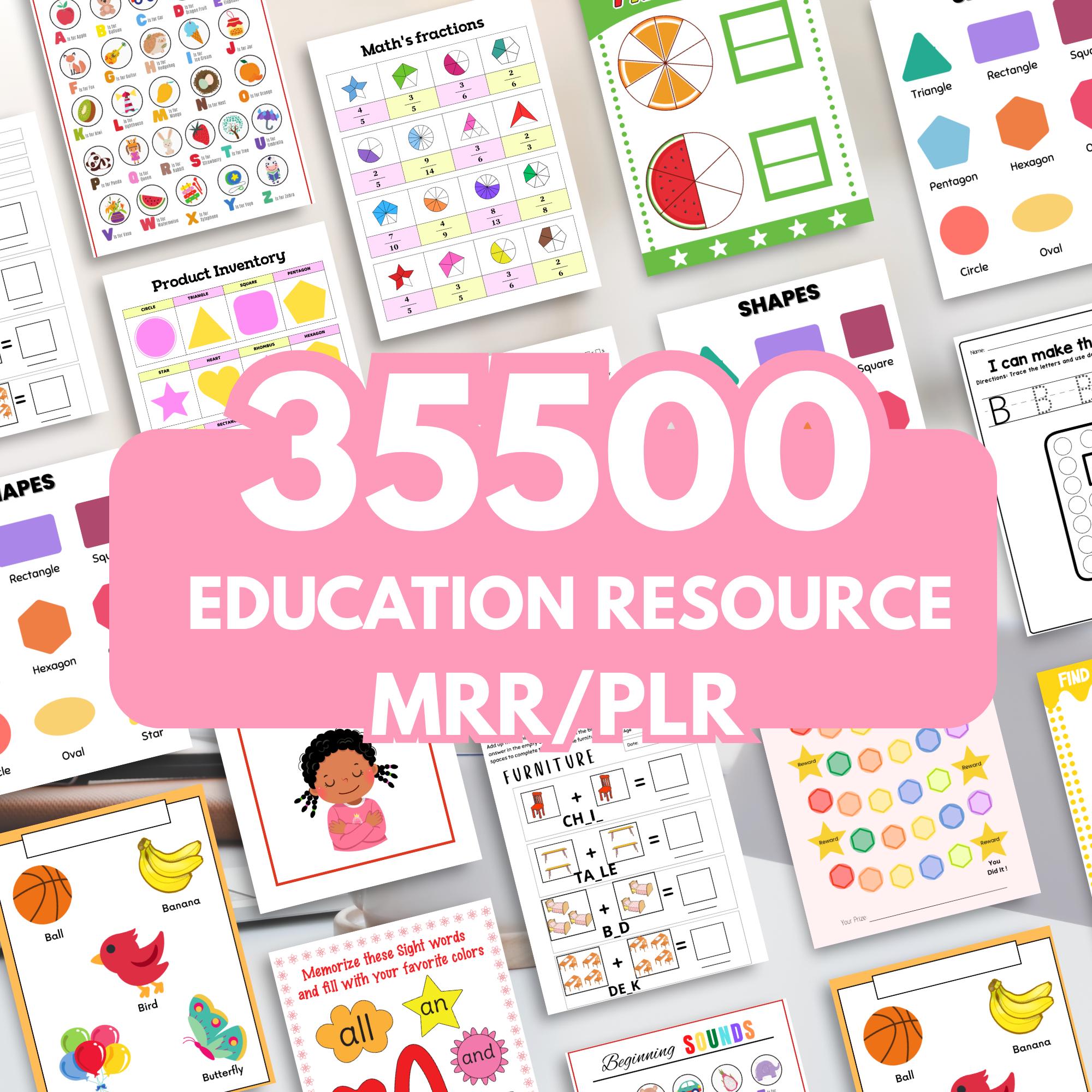 33500 Educational Kids Resources Bundle PLR, Kids Learning Bundle, Classroom Activities, digital product DFY master resell right