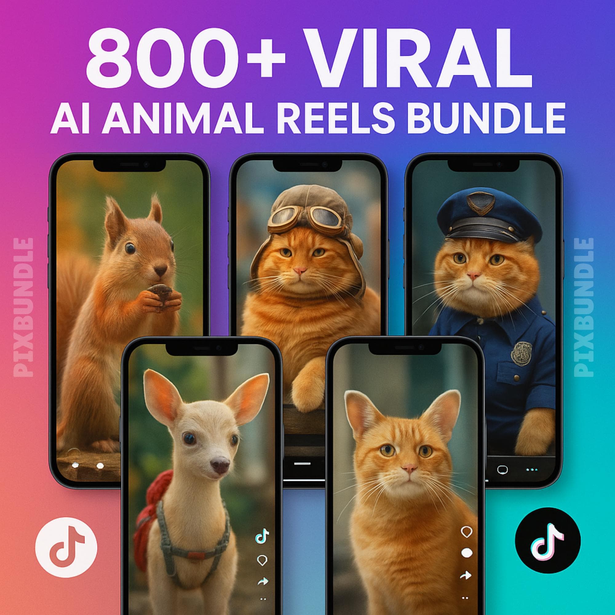 800+ Viral AI Animal Reels | Social Media Content PLR/MRR