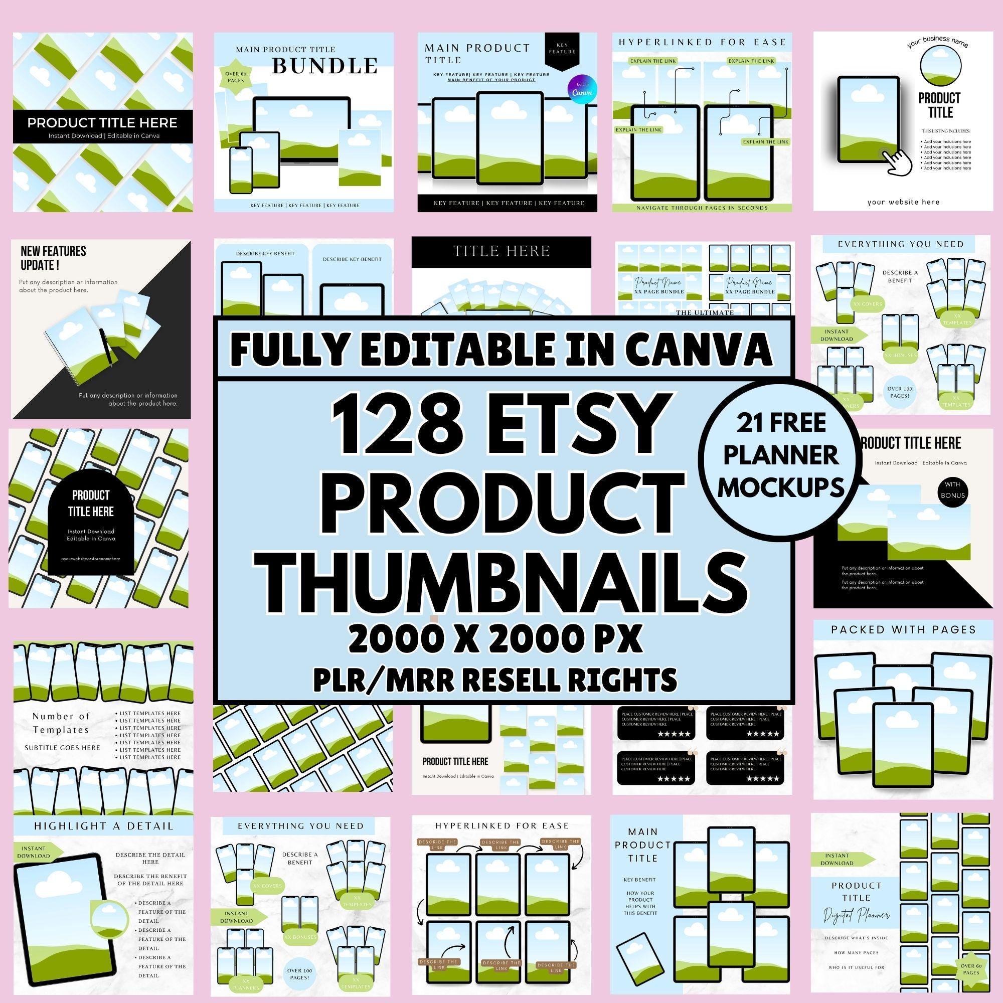 Etsy Product Mockup Templates: Canva Listing Bundle, selling products PLR/MRR Digital Download