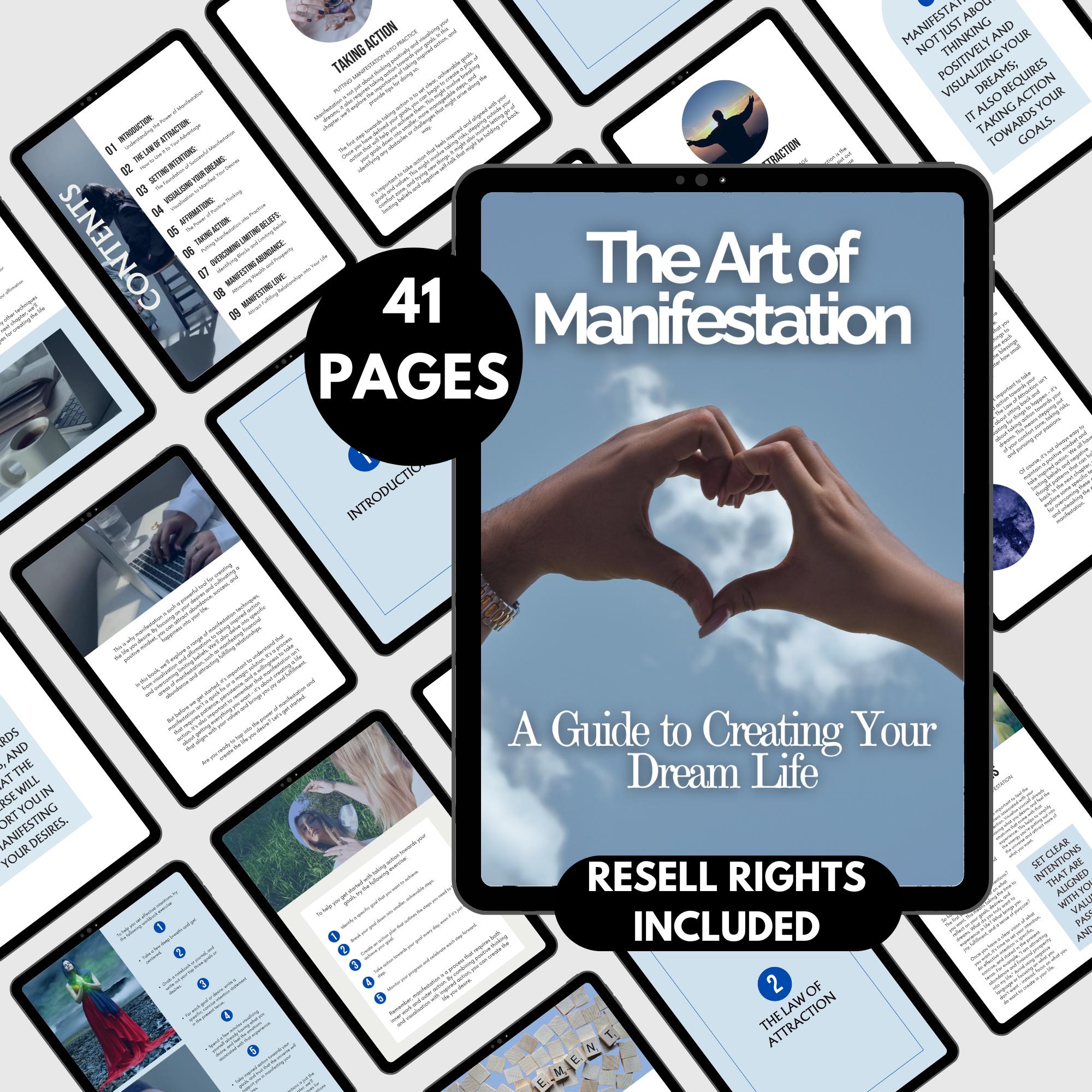 Manifestation Guide eBook: Law of Attraction, Canva template MRR/PLR Resell Rights Digital Download