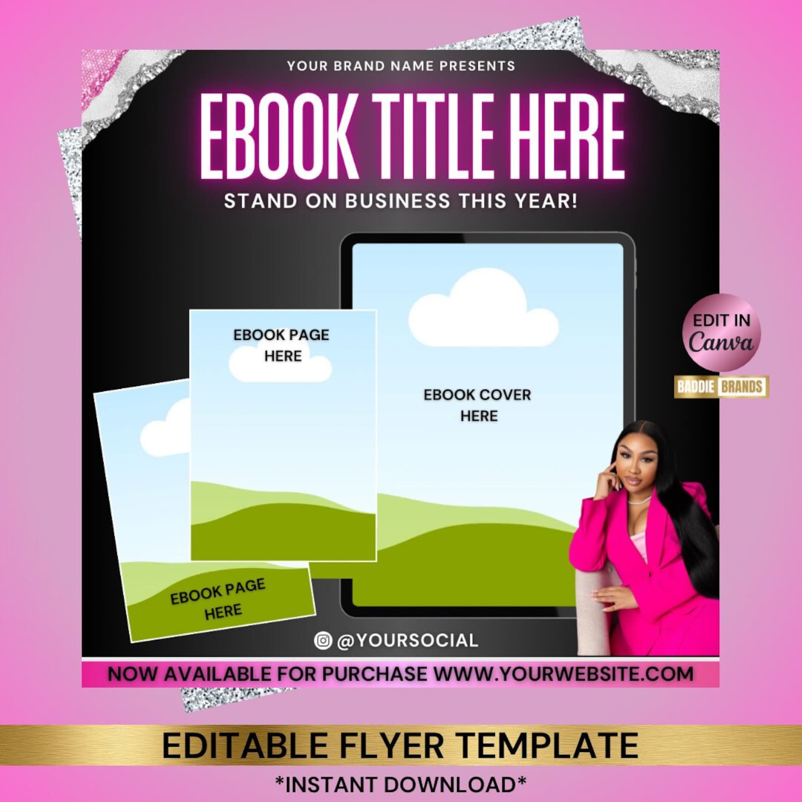 Ebook Flyer Template, Ebook Promotional Flyer, Ebook Listing Flyer Template, Ebook Mockup Flyer (Digital Download)