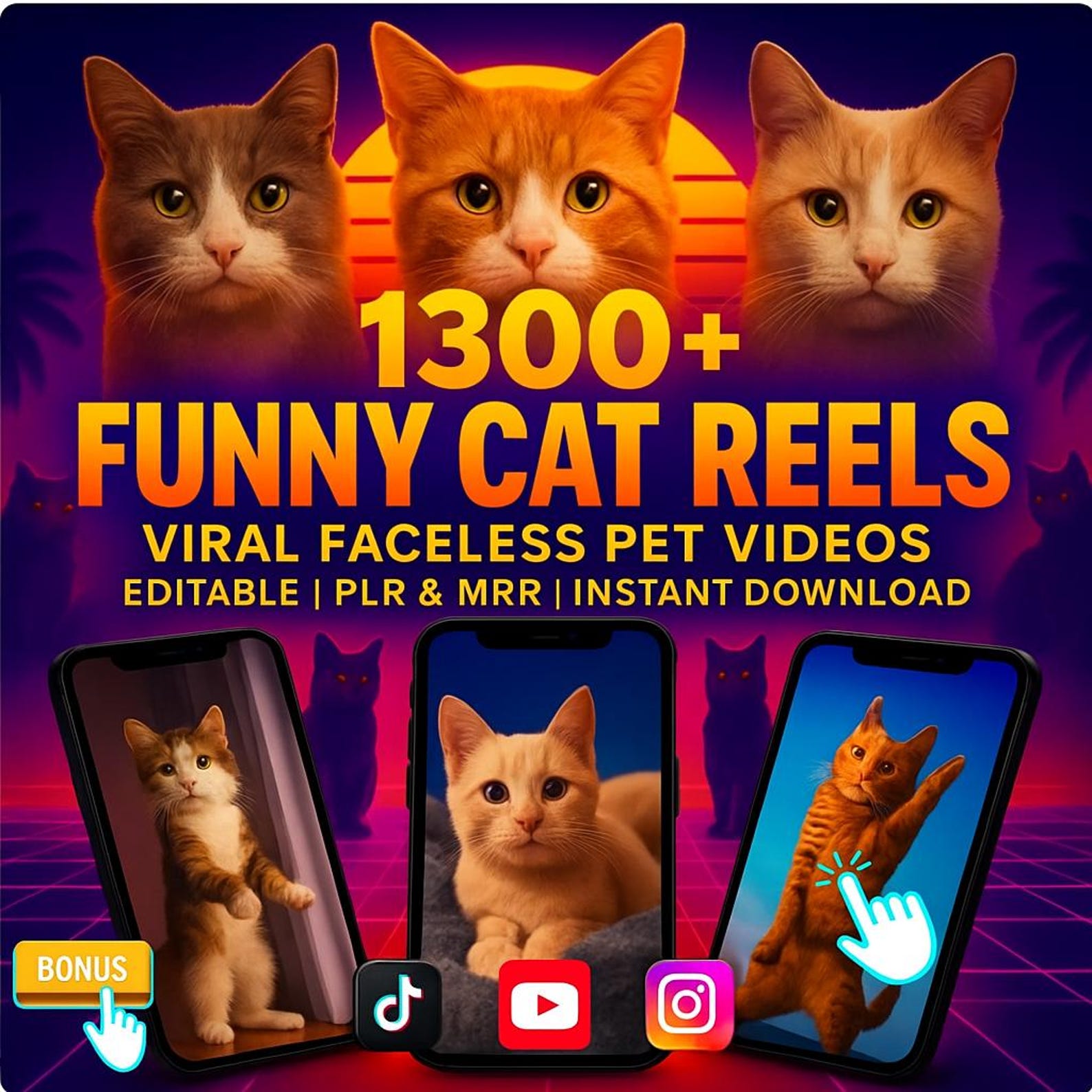 Funny Cat Videos Bundle: Viral Reels for TikTok, Instagram, Shorts (MP4 Digital Download)