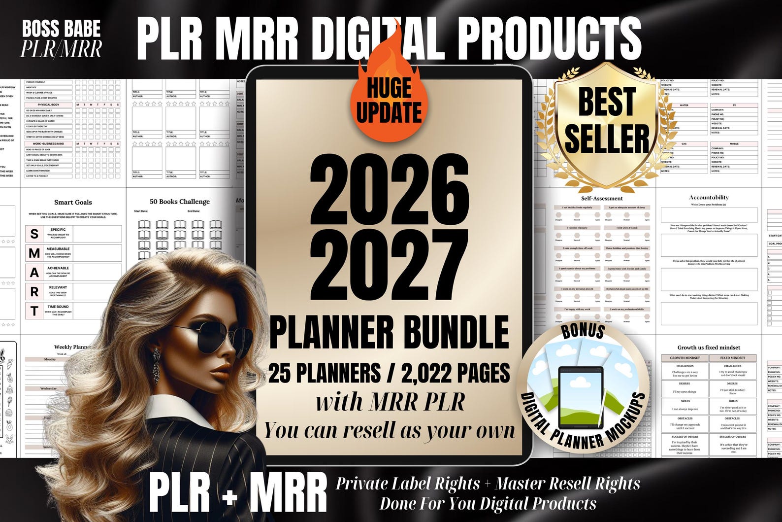 2026-2027 Digital Planner Templates Bundle: MRR PLR Canva Planners