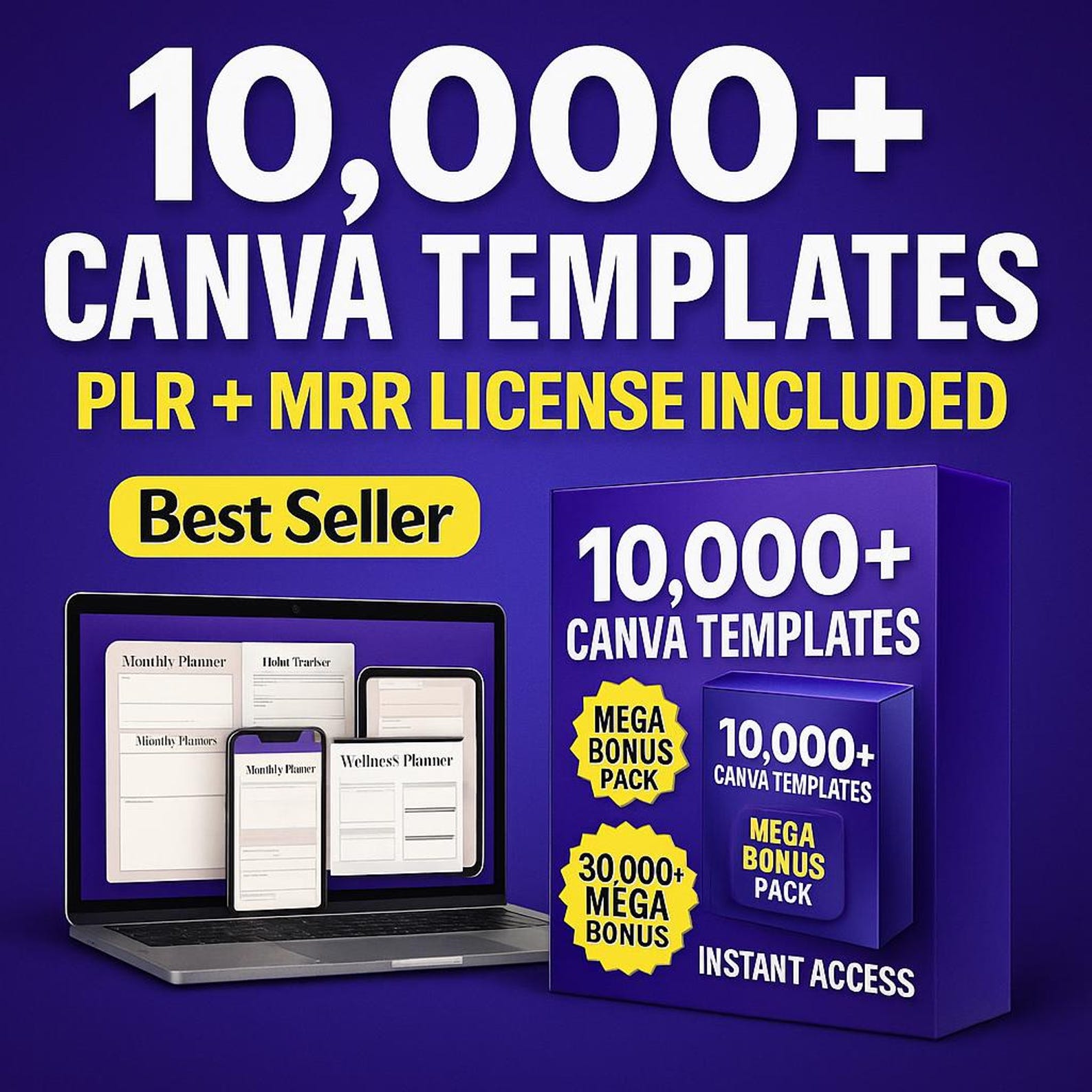 10000+ Canva Templates Bundle: Planners, Journals, Trackers (PLR & MRR)